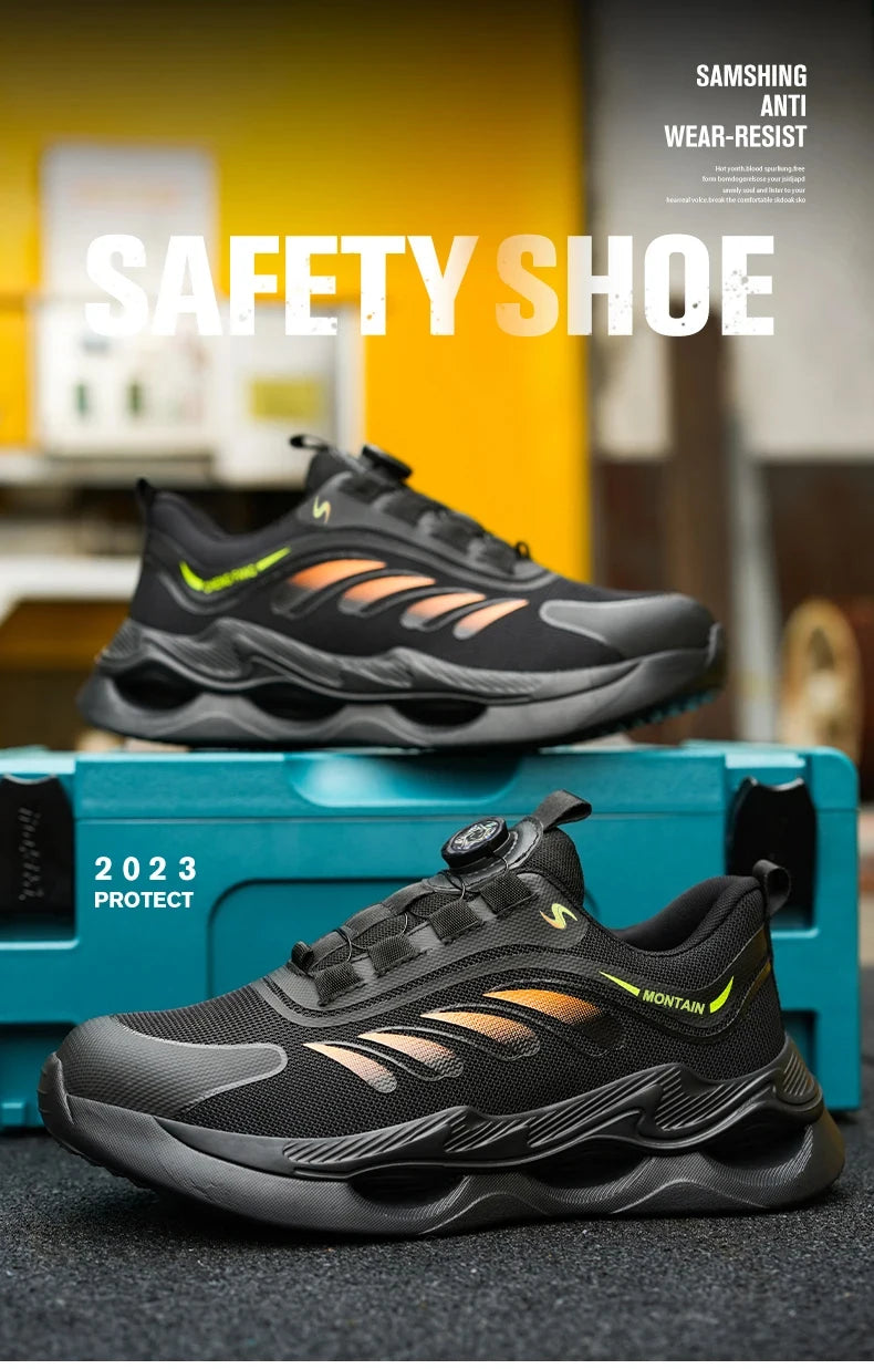 Zapatos de seguridad para hombre, zapatos de trabajo para hombre, zapatos transpirables, antideslizantes, con puntera de acero y antiperforación, zapatos de moda para hombre, zapatos deportivos para hombre.
