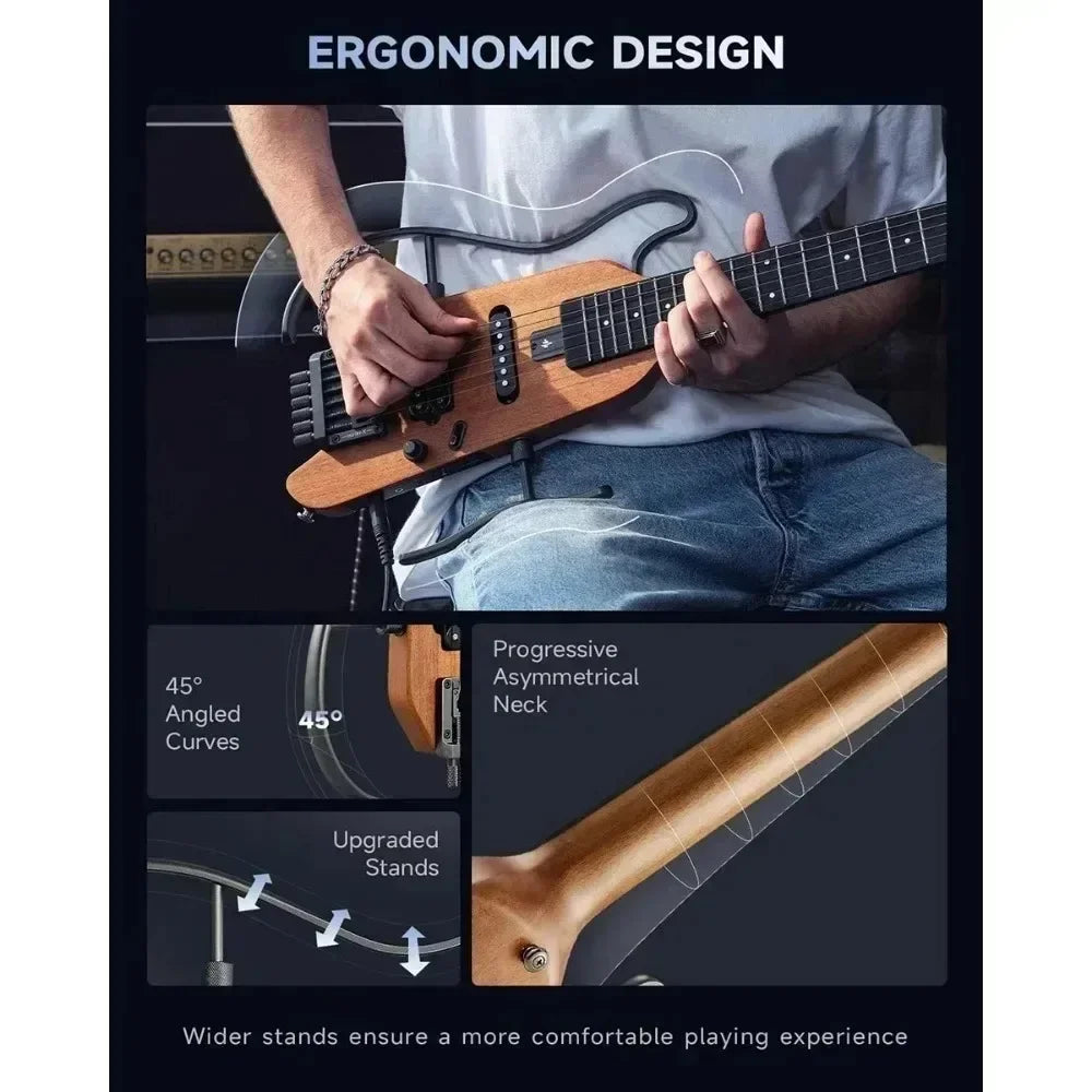 Guitarra acústica de viaje Donner HUSH-X, silenciosa, sin pala, con marcos extraíbles, cuerpo sólido de caoba ultraligero. HUSH X
