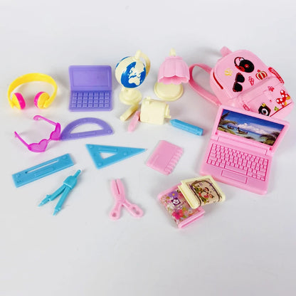 19 lindos accesorios escolares, regla, lápiz, lámpara de mesa, casa de muñecas, artículos en miniatura para muñecas, juguetes para niños, regalo de Navidad.