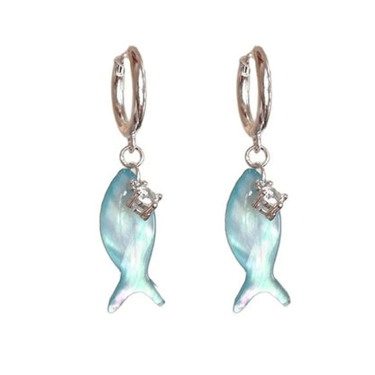 G7NC - Pendiente colgante de pez azul de moda, hecho a mano, de plástico, accesorio para las orejas, joyería con temática oceánica para uso diario o informal.