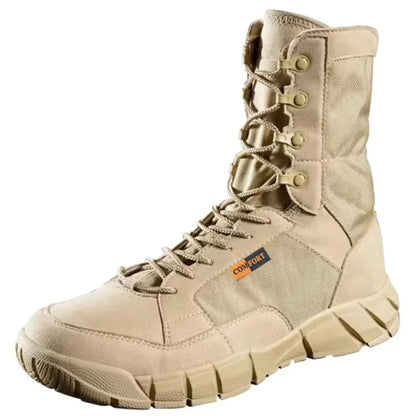 Botas tácticas ligeras para hombre, botas de combate, entrenamiento, con cordones, impermeables, para actividades al aire libre, senderismo y transpirables.