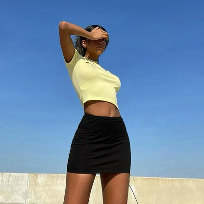 Faldas tubo sexis ajustadas de cintura alta de color liso, minifalda ajustada de verano, faldas cortas ajustadas, ropa de fiesta para mujer