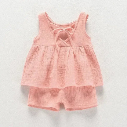 Conjuntos bonitos de blusa de algodón y pantalones cortos para niña pequeña, ropa de verano para niña pequeña