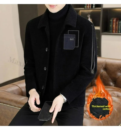 Chaqueta corta de lana Maxbarley para hombre, estilo otoño/invierno, abrigo de trabajo, estilo coreano casual, grueso, moderno y cálido.