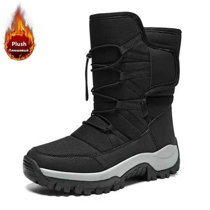 Nuevas botas de nieve cálidas de felpa para hombre, botas altas de invierno para hombre, botas de moto impermeables de invierno, botas de senderismo antideslizantes para exteriores para hombre.