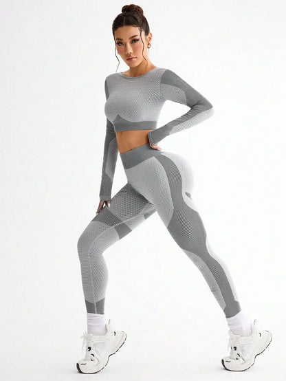 2 piezas, superventas, nuevo, deportivo, ajustado, para correr, transpirable, sin costuras, traje de yoga para mujer, traje de fitness al aire libre para mujer.