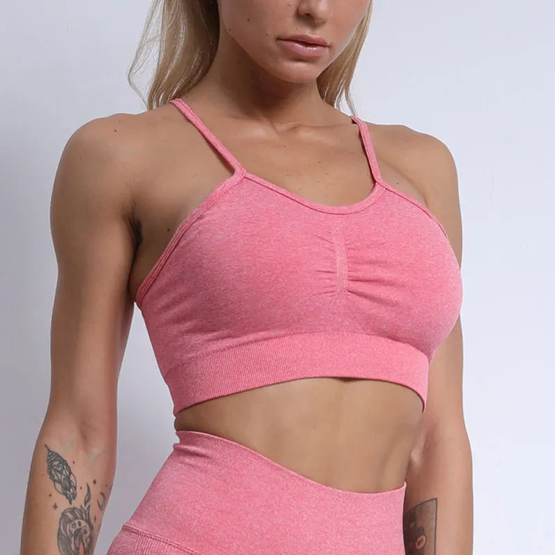 Conjunto deportivo para mujer, top deportivo, leggings de yoga, sujetador deportivo, leggings sin costuras para realce de glúteos.