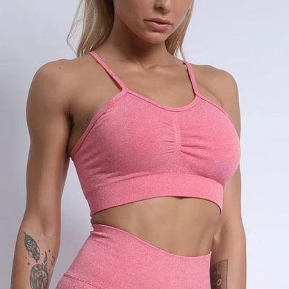 Conjunto deportivo para mujer, top deportivo, leggings de yoga, sujetador deportivo, leggings sin costuras para realce de glúteos.
