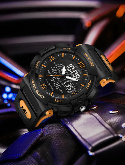 LIGE-Reloj de pulsera deportivo militar para hombre, nuevo, resistente al agua hasta 50 m, con alarma y pantalla LCD dual, de cuarzo