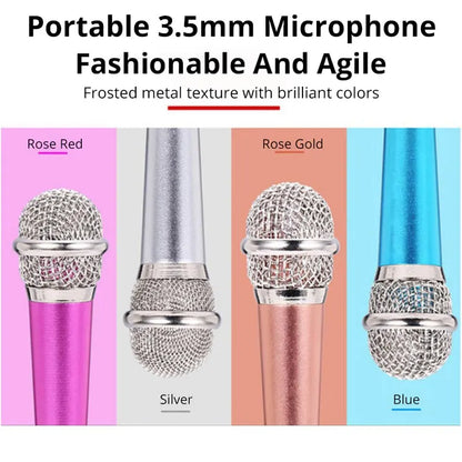 Micrófono de estudio estéreo portátil de 3,5 mm para karaoke, mini micrófono para teléfono inteligente, portátil, PC de escritorio, micrófono de audio de mano.
