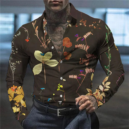 2023 Men's Hot Selling Shirt Long Sleeve Button Lapel Print Pattern Men's Top Soft and Comfortable Spring/Summer New Style