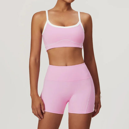 Conjunto deportivo de yoga FUBEIKE para mujer, de verano, color nude, ajustado, con espalda descubierta, ideal para gimnasio, ropa deportiva para mujer, para correr al aire libre.