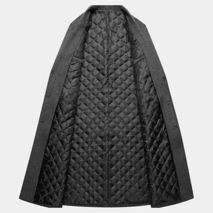 Nueva chaqueta cortavientos larga de lana de alta calidad para hombre, color negro y gris, clásica, gruesa y cálida, ideal para otoño e invierno (2025).