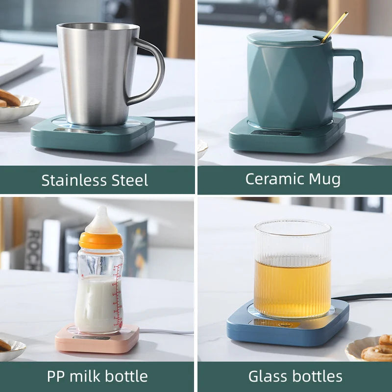 Calentador de tazas eléctrico, almohadilla térmica para leche, té y agua, tapete calentador para tazas, posavasos termostático constante, bajo consumo, regalo para el hogar y la oficina