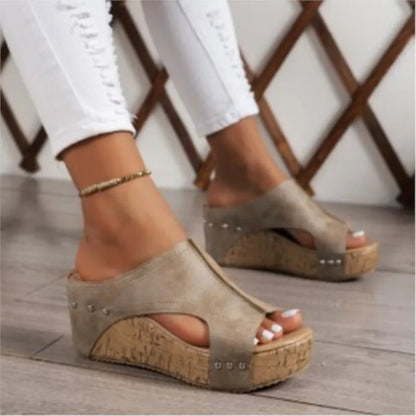 Sandalias de cuña para mujer, elegantes sandalias de verano, huaraches, zapatos de tacón para mujer.
