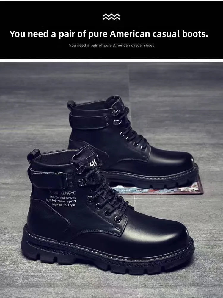 Botas de hombre de piel suave con forro interior, informales, para otoño e invierno, de alta calidad, versátiles, cómodas y que combinan con todo.