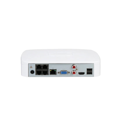 NVR Dahua Lite de 4/8 canales, 1U, 4/8 PoE, 1 HDD. Compatible con cámaras SMD de 12 MP, detección de movimiento y SATA hasta 20 TB. Modelos: NVR4104-P-4KS3 y NVR4108-8P-4KS3.