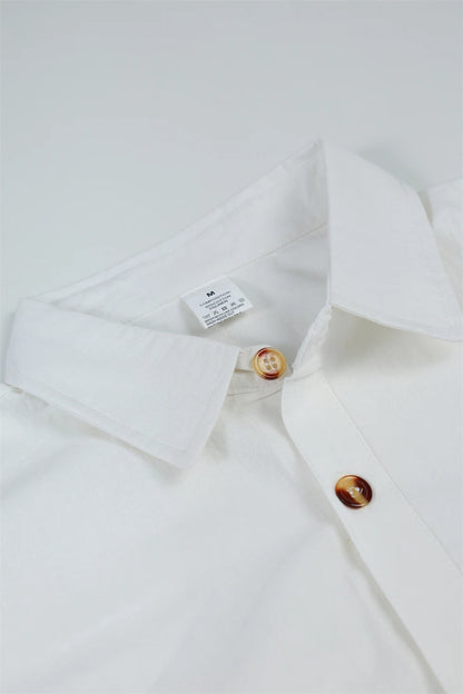 Camisas de lino y algodón para hombre, cuello clásico, estilo hawaiano, ligeras, transpirables, blancas, tallas grandes, estilo casual urbano.