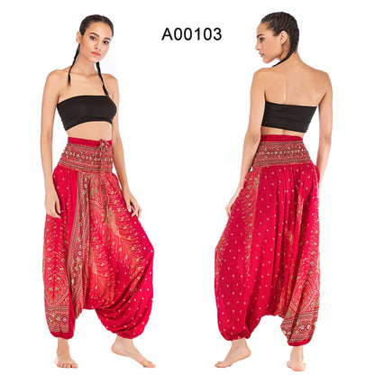 Bohemian Pants Women Pantalones Mujer Hippie High Waist Rayon Harem Baggy Boho Yoga Beach Wear Pour Femme Calca Feminina Printed