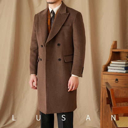 Abrigo Chester de lana 50% para hombre - 800 g. Chaqueta de campo retro cruzada de otoño/invierno.