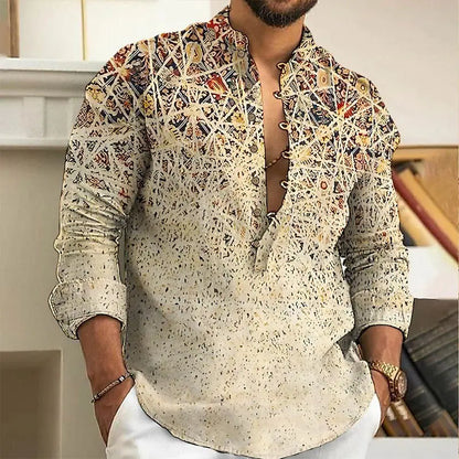 Camisa de lino de manga larga con botones, tela cómoda, tendencia urbana, primavera y otoño para hombre 2025