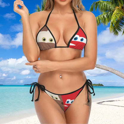 Conjunto de bikini personalizado de Rayo McQueen, traje de baño de dos piezas, bikinis de coches para mujer, conjuntos de bikini triangulares sexys para mujer, traje de baño