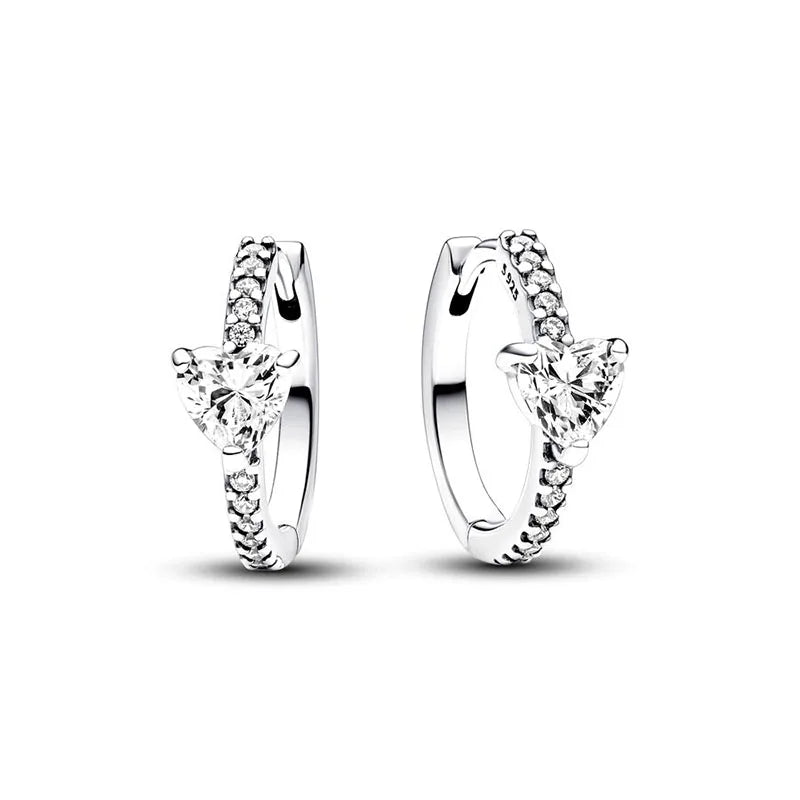 Pendientes de plata 925 con forma de corazón infinito y lazo brillante, originales, para mujer, regalo, joyería fina, 2025