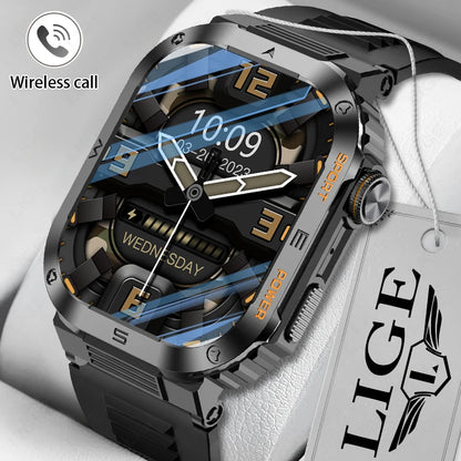 Reloj inteligente militar FOXBOX para hombre con GPS, resistente al agua, 2025, monitorización del sueño, deporte, fitness, IA, voz, llamadas Bluetooth.