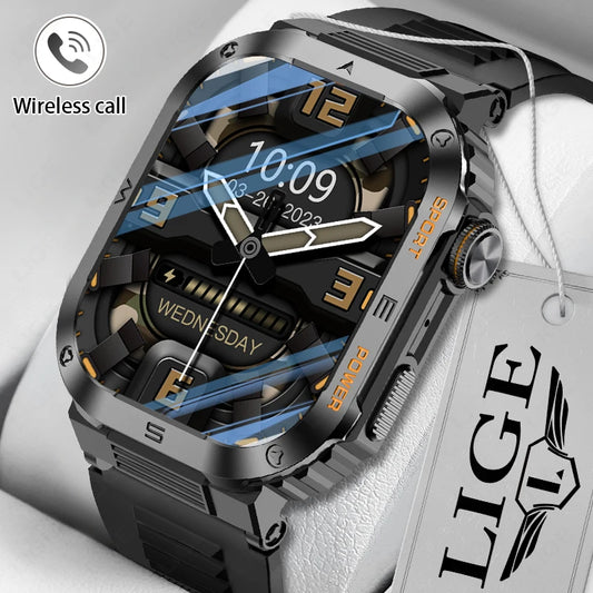 Reloj inteligente militar FOXBOX para hombre con GPS, resistente al agua, 2025, monitorización del sueño, deporte, fitness, IA, voz, llamadas Bluetooth.