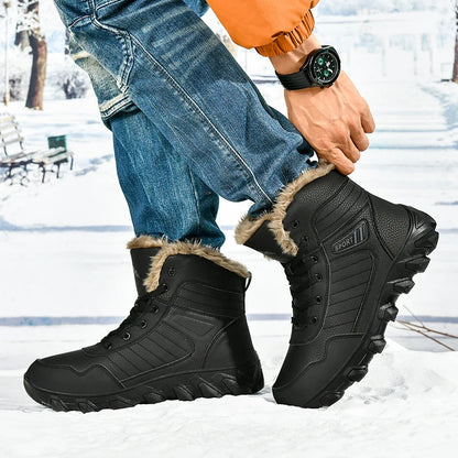 Botas de invierno para hombre, zapatillas cálidas, impermeables, antideslizantes, de felpa, de cuero, talla grande 48, novedad de 2024