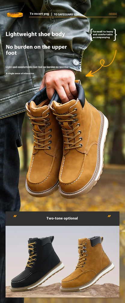 Botas de trabajo para hombre, con puntera de acero, puntera blanda, impermeables, antideslizantes, antiperforación, resistentes al deslizamiento, botas de seguridad para el trabajo.