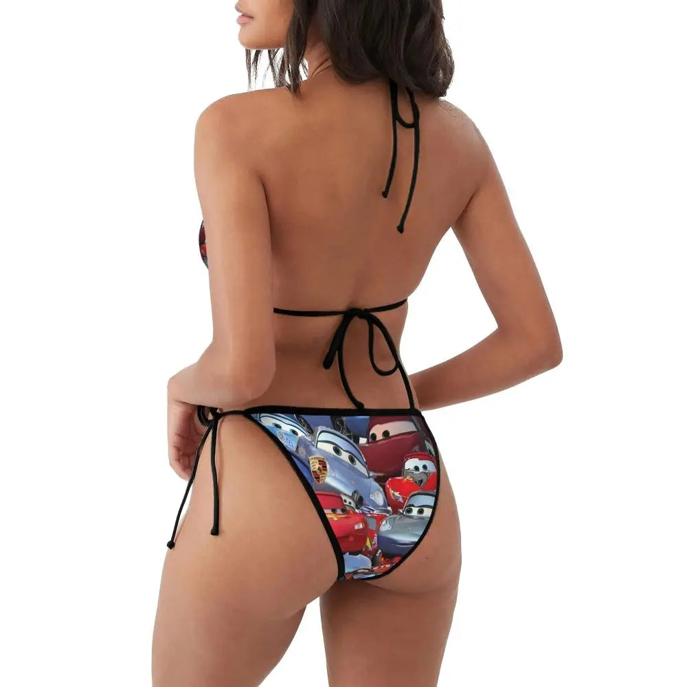 Conjunto de bikini personalizado de Rayo McQueen, traje de baño de dos piezas, bikinis de coches para mujer, conjuntos de bikini triangulares sexys para mujer, traje de baño