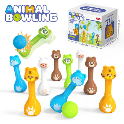 Juegos de bolos para niños, juguetes con formas de animales, interacción entre padres e hijos, juguetes educativos, entretenimiento para interiores y exteriores.