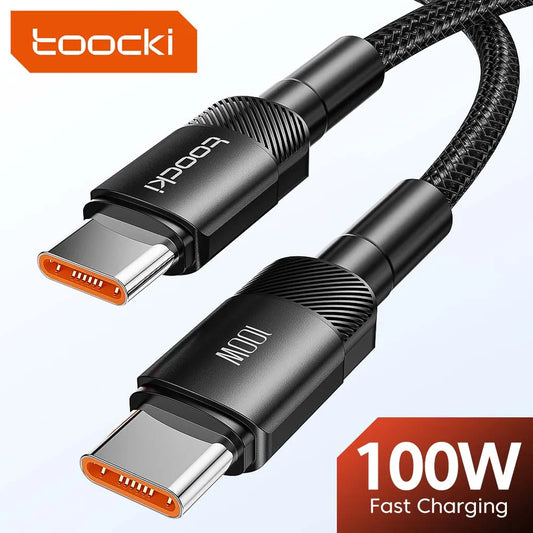 Cable Toocki de 100 W tipo C a USB C PD 3.0 de carga rápida 4.0 de tipo C a tipo C para iPhone 15, MacBook, Samsung y Xiaomi