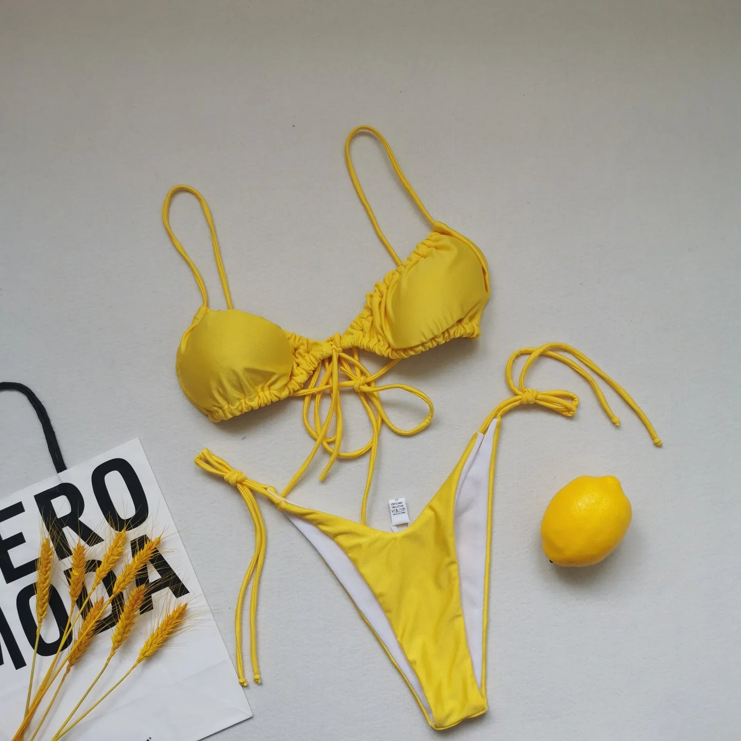 Bikini sexy de 21 colores para mujer, traje de baño liso con estampado floral de leopardo, conjunto de bikini de playa con tirantes y vendaje