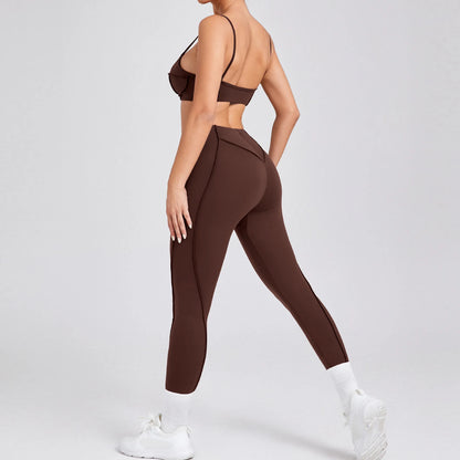 2025 New Yoga Set  2Pcs Sports Suit Women Sexy Workout Bra Suit Running Gym High Waist Legging Quick Dry Tight Yoga Clothing