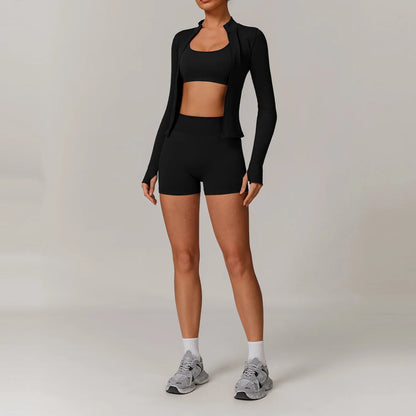 Conjunto de yoga deportivo sin costuras para mujer, 2 o 3 piezas, ropa deportiva para gimnasio, conjuntos de yoga para mujer, chándales, sujetador deportivo, leggings para gimnasio
