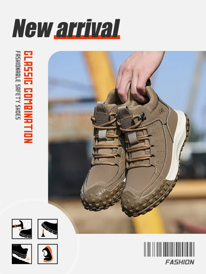 Zapatos de seguridad para hombre, de caña alta, cómodos, con suela blanda, antiimpactos y resistentes a perforaciones, botas de trabajo para obras de construcción.