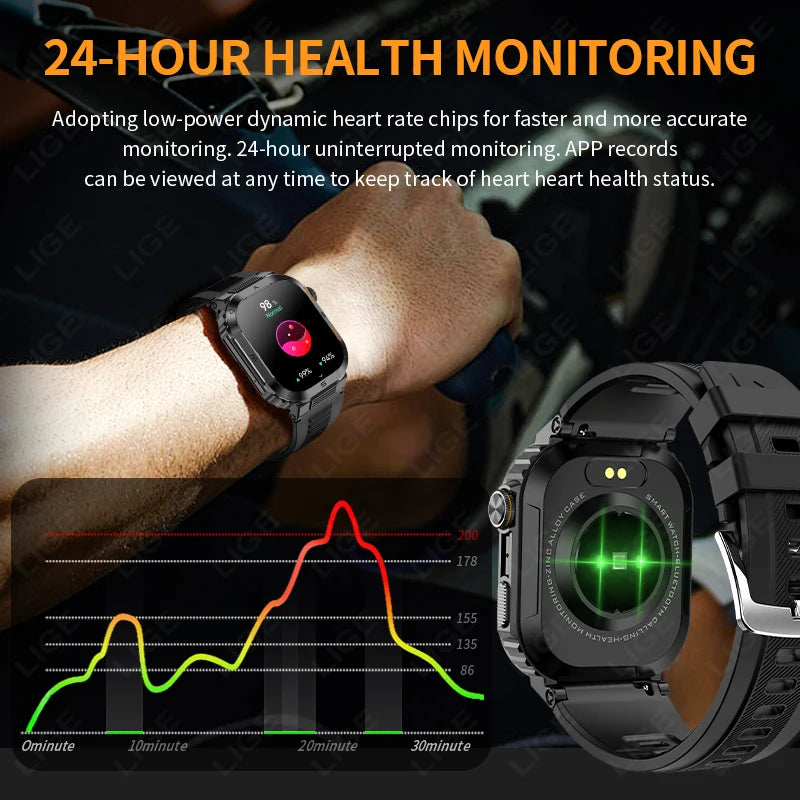 Reloj inteligente militar FOXBOX para hombre con GPS, resistente al agua, 2025, monitorización del sueño, deporte, fitness, IA, voz, llamadas Bluetooth.