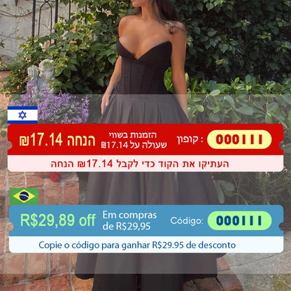 Suninheart Black Elegant Wedding Events Dress Sexy Strapless Corset Dress Midi Christmas Party Dresses for Women Clothing 2023