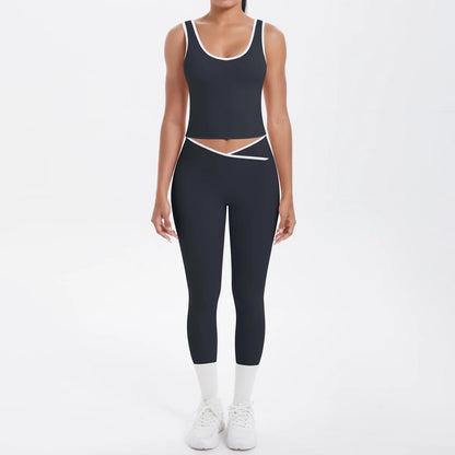 Conjunto de 2 piezas de pantalones de yoga con espalda descubierta y leggings para correr, de cintura alta, con estampado de melocotón y glúteos, para fitness y deportes.