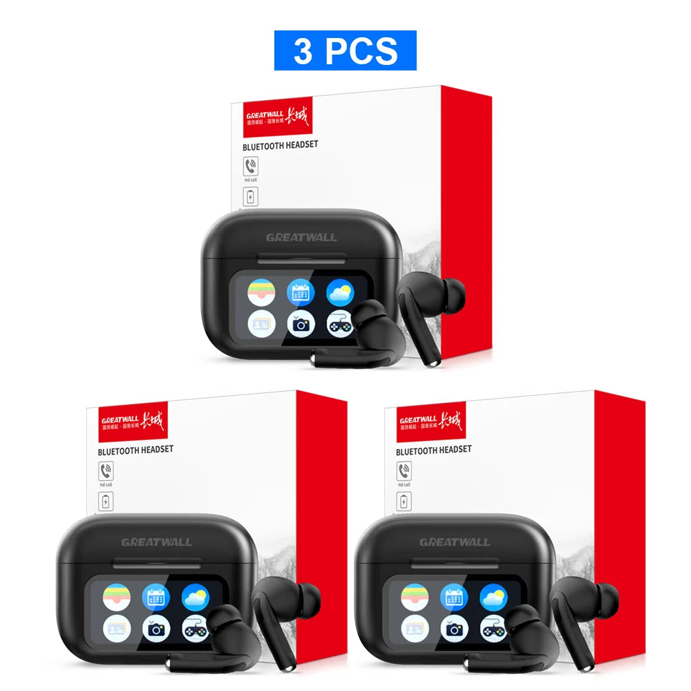 Auriculares inalámbricos GREATWALL TWS originales con Bluetooth, pantalla táctil LCD inteligente, sonido estéreo HiFi, llamadas HD y aplicación.