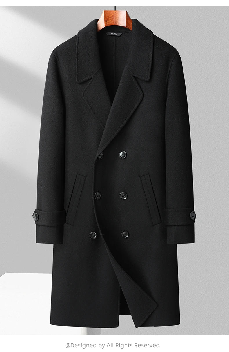 Abrigos largos de lana para hombre, colección otoño-invierno 2025, estilo business casual, color liso, abrigo exterior 100% lana, chaqueta cortavientos