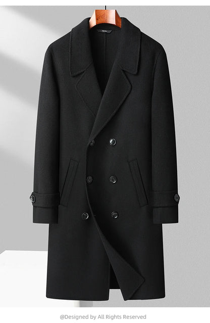 Abrigos largos de lana para hombre, colección otoño-invierno 2025, estilo business casual, color liso, abrigo exterior 100% lana, chaqueta cortavientos