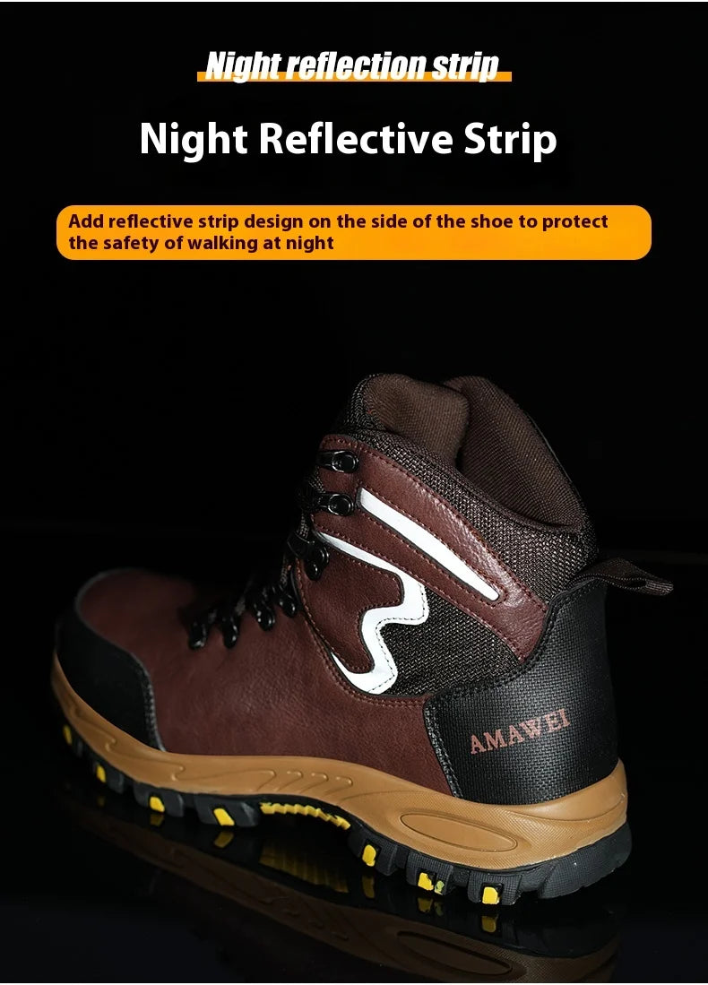 Zapatos de seguridad de caña alta para hombre, zapatos de trabajo con puntera de acero, botas de seguridad para hombre y mujer, botas de trabajo antideslizantes, impermeables e indestructibles.