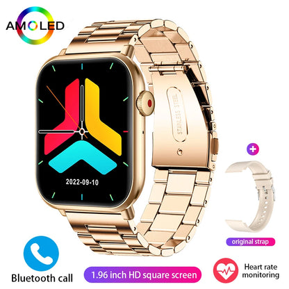 Nuevo reloj inteligente AMOLED para mujer, para hombre, con control de temperatura corporal, deportivo, fitness, resistente al agua, Bluetooth, llamadas, reloj inteligente digital para mujer.