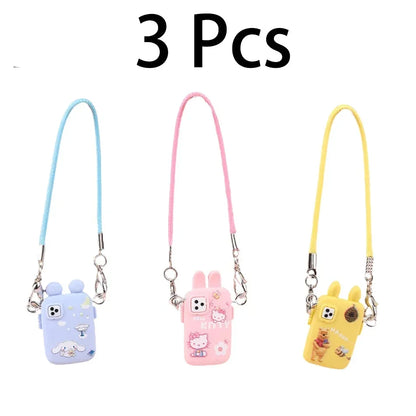Accesorios para Labubu Accesorios para Crybaby Bolso para cámara de teléfono estilo dibujos animados Accesorios para muñecos de peluche Colgante Abanico Regalo de cumpleaños
