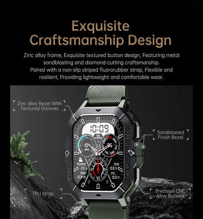Reloj inteligente con Bluetooth de 2,02 pulgadas para hombre y mujer, batería de 410 mAh, resistente al agua hasta 1 ATM, monitor de ritmo cardíaco y salud, para deportes al aire libre