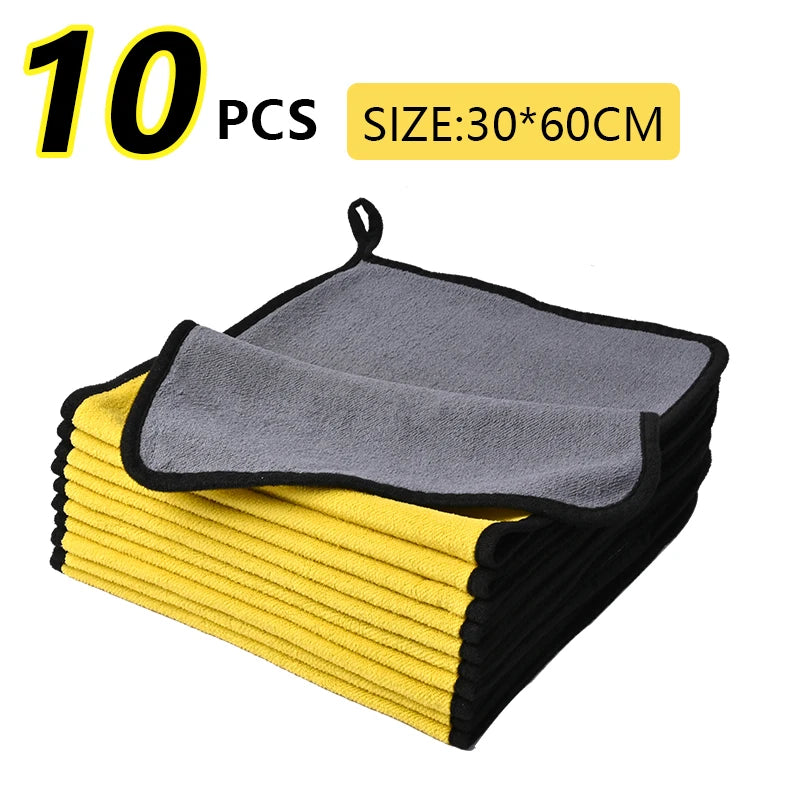 Toalla de microfibra para coche, paño de secado y limpieza para el hogar, toalla gruesa para lavado de coches, para motocicletas, 60 x 30 cm