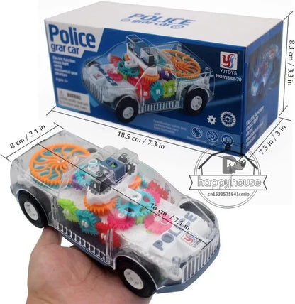 Juguetes para bebés, coche de policía para niños pequeños, vehículo eléctrico de juguete, conducción automática, engranajes transparentes, música, luces, coches, juguetes para niños.